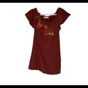 Current+Project Brown Floral Embroidered Dress